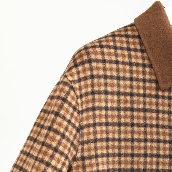 Nanushka Marzy Brown & Beige Fringed Checked Wool-Blend Coat - Picture 7 of 14
